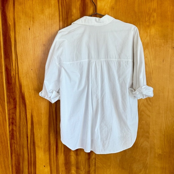 Zara || Boyfriend White Buttoned Long Sleeve Shirt Oversized Casual Preppy Small - Picture 2 of 7